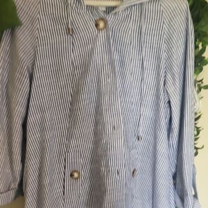 Sigrid Olsen Navy and White Striped Shirt